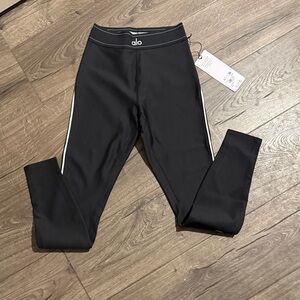 ALO Yoga Kids Black Leggings with White Side Stripe